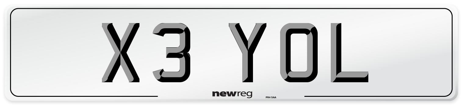 X3 YOL Number Plate from New Reg
